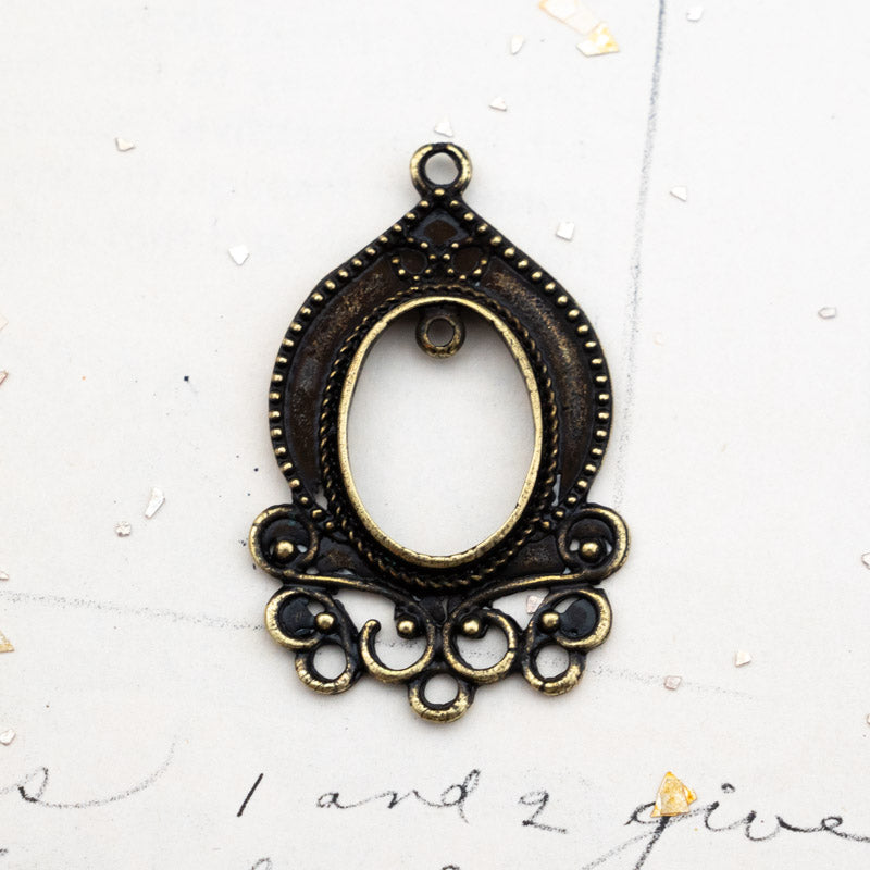 Antique Brass Filigree Pendant