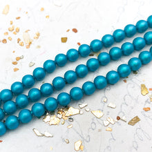 Load image into Gallery viewer, 4mm Iridescent Dark Turquoise Premium Crystal Pearl Bead Strand - 4 Inches
