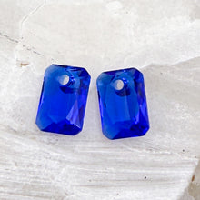 Load image into Gallery viewer, 9mm Majestic Blue Austrian Crystal Emerald Cut Pendant - 2pcs
