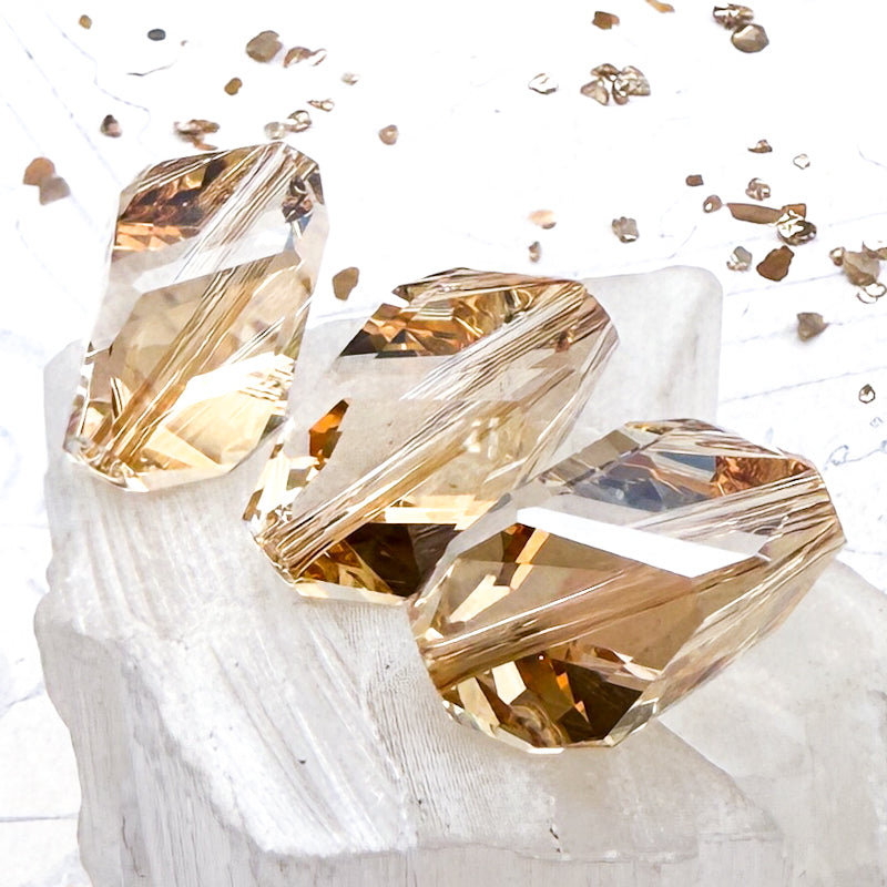 Pre-Order 20x13.5mm Crystal Golden Shadow Cubist Beads - 3pcs