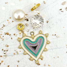 Load image into Gallery viewer, Pop of Pearl Purple and Teal Heart Pendant Kit
