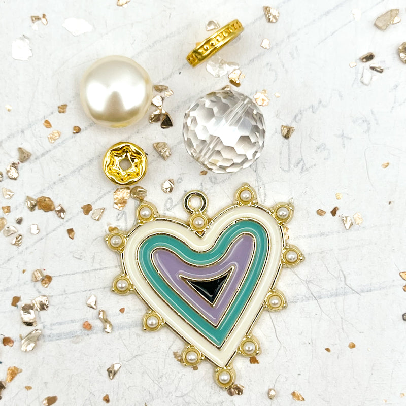 Pop of Pearl Purple and Teal Heart Pendant Kit