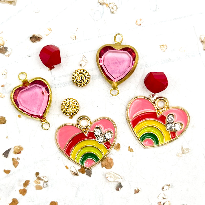 Rhinestone Rainbow Hearts Earring Kit