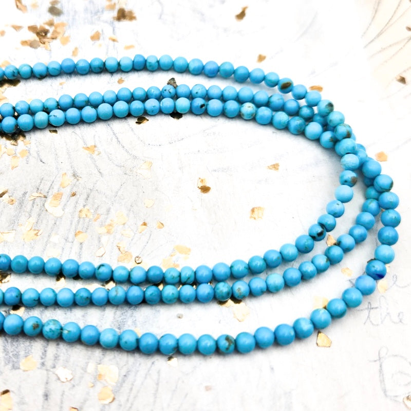 3mm Turquoise Smooth Roundel Bead Strand