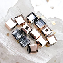 Load image into Gallery viewer, 6mm Rose Gold "B" Premium Austrian Crystal Cube Beads - 12pcs
