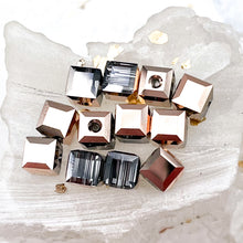 Load image into Gallery viewer, 6mm Rose Gold "B" Premium Austrian Crystal Cube Beads - 12pcs
