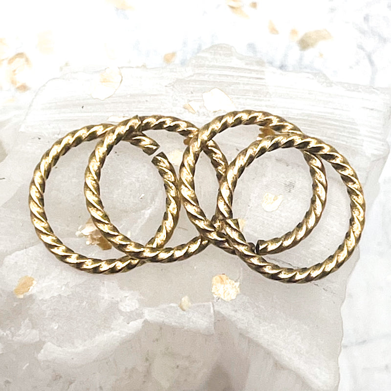 16mm Gold Grande Rope Jump Rings - 4 Pcs