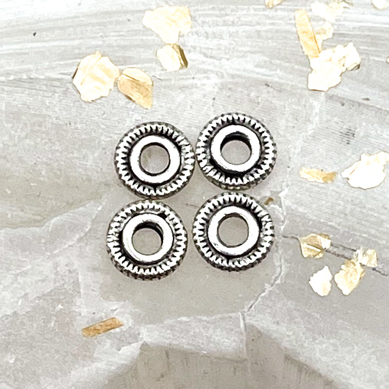 6mm Antique Silver Line Edge Spacer Bead-4 pieces