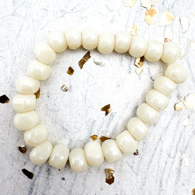 5mm Beige Trica with Rainbow Finish Bead Strand