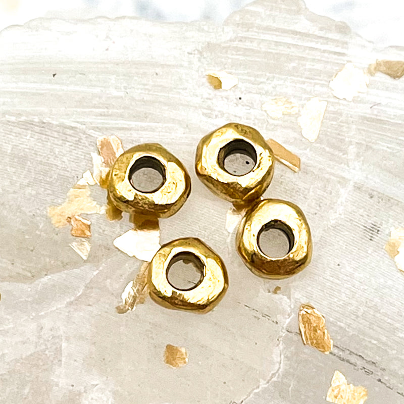 5mm Antique Gold Organic Metal Spacer Bead-4 pieces