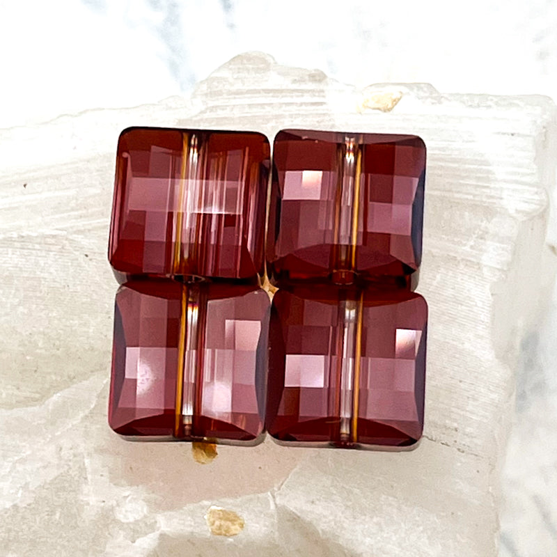 10mm Crystal Red Magma Premium Stairway Beads - 4pcs