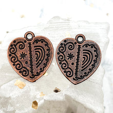 Load image into Gallery viewer, Copper Clouds &amp; Rainbow Heart Pair
