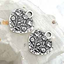 Load image into Gallery viewer, Antique Silver Designed Within My Heart Charm Pair
