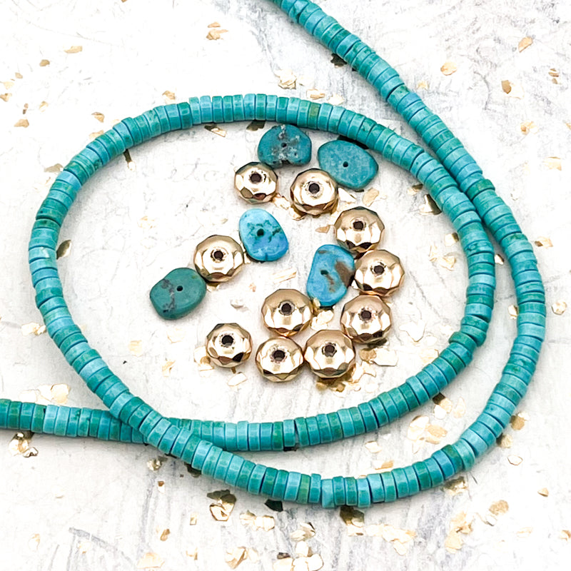 2.0 Heishi Turquoise and Gold Necklace Kit
