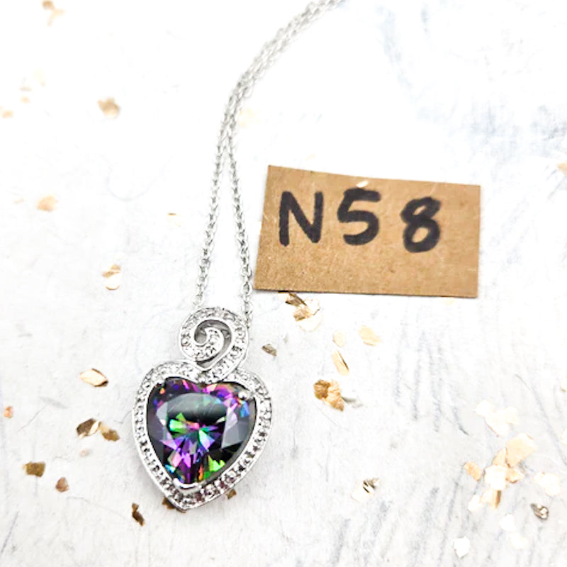 Faceted Rainbow Heart Necklace