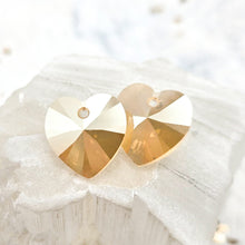 Load image into Gallery viewer, 14mm White Opal Xilion Premium Crystal Heart Charm Pair
