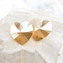 Load image into Gallery viewer, 14mm White Opal Xilion Premium Crystal Heart Charm Pair
