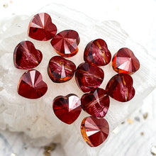 Load image into Gallery viewer, 8mm Crystal Red Magma Premium Austrian Crystal Hearts - 12pcs
