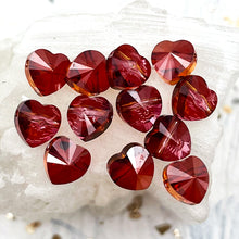 Load image into Gallery viewer, 8mm Crystal Red Magma Premium Austrian Crystal Hearts - 12pcs
