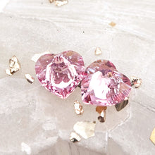Load image into Gallery viewer, 8mm Crystal Shimmer Light Rose Premium Austrian Crystal Heart Cut Pendant Pair
