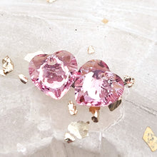 Load image into Gallery viewer, 8mm Crystal Shimmer Light Rose Premium Austrian Crystal Heart Cut Pendant Pair
