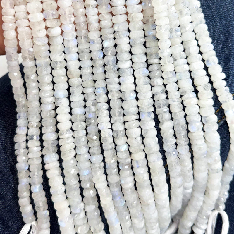 Faceted Rounded Moonstone Rondelle (E)