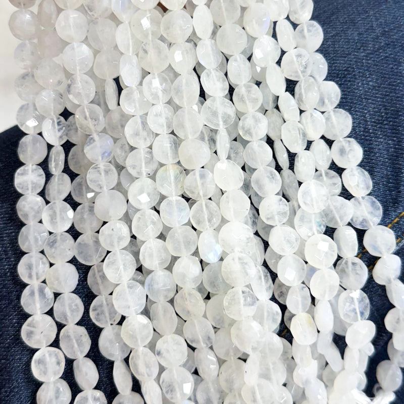 Pre-Order Faceted Moonstone Coin Strand (H)