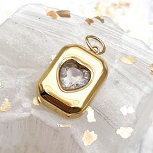 Load image into Gallery viewer, Golden Rectangle Pendant With Glass Heart
