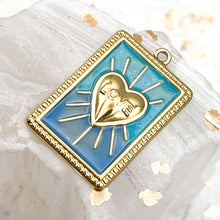 Load image into Gallery viewer, 18K Gold Plated Aquamarine Heart Pendant
