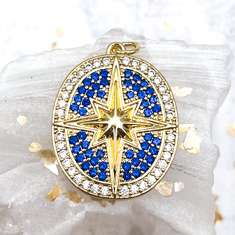 18K Gold Plated Oval With Star Pendant