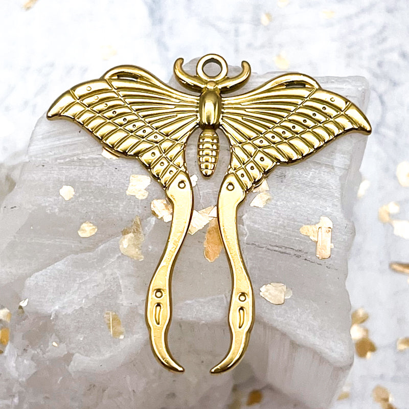 18K Gold Plated Moth Pendant