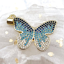 Load image into Gallery viewer, 18K Gold Plated Dark Turquoise Butterfly Pendant
