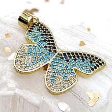 Load image into Gallery viewer, 18K Gold Plated Dark Turquoise Butterfly Pendant
