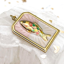 Load image into Gallery viewer, 18K Gold Plated Rectangle With Fish Charm
