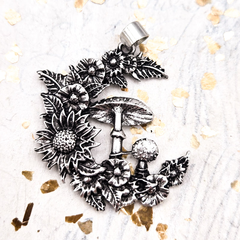 Pre-Order Antique Silver Flower & Mushroom Pendant