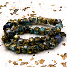 Load image into Gallery viewer, 5mm Trica Yellow, Sky Blue, &amp; White With Etched Gold
