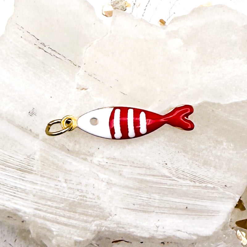 18K Gold Plated Red Sardine Fish Charm