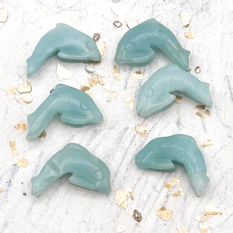 Turquoise Gemstone Dolphin Bead Set - 6 Pieces