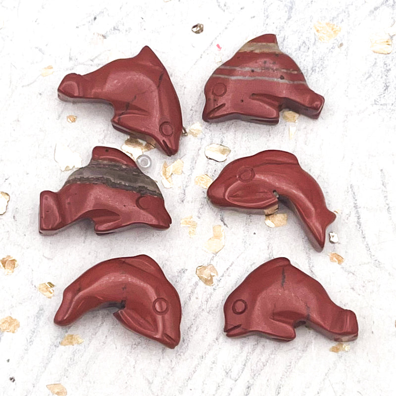 Amber Gemstone Dolphin Bead Set - 6 Pieces