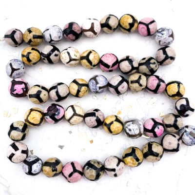 10mm Colorful Agate Faceted Round Gemstone Bead Strand