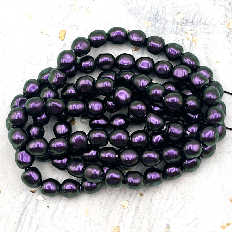 6mm Iridescent Purple Premium Austrian Crystal Pearl Strand