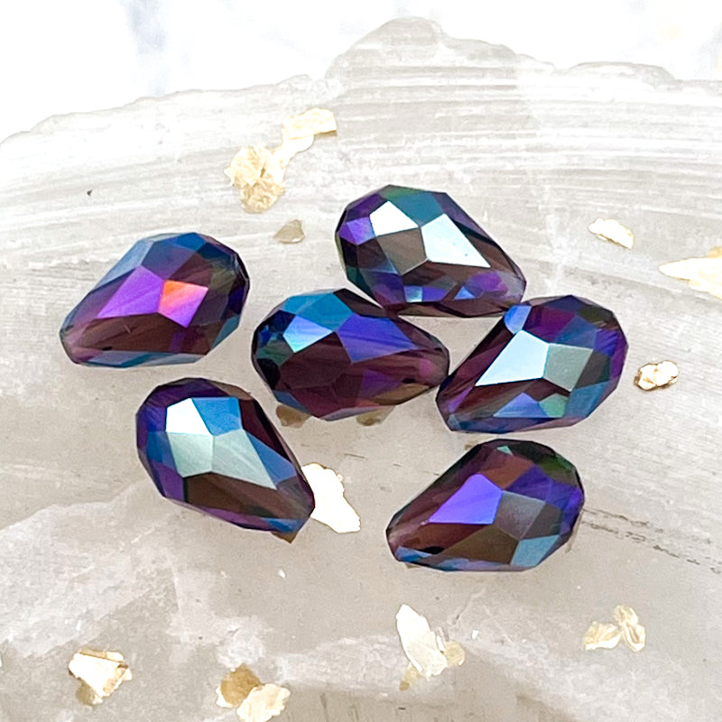 Amethyst Shimmer 2x Premium Austrian Drop Bead Pair-6pcs