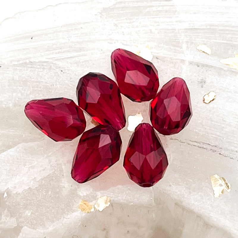 Scarlet Premium Austrian Drop Bead Pair-6pcs