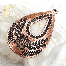 Load image into Gallery viewer, Antique Copper Plated Flower Drop Charm
