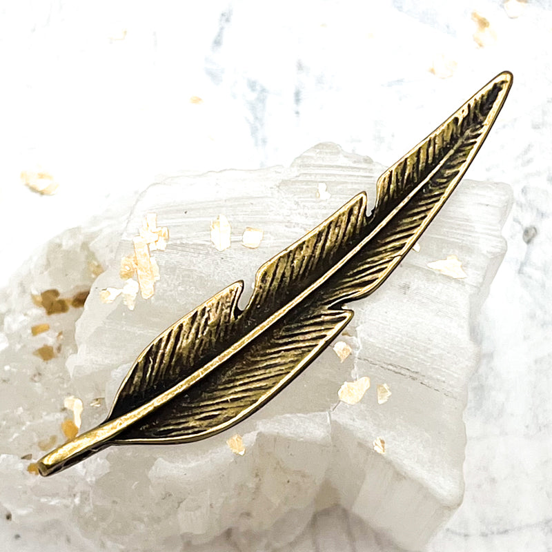 Antique Bronze Feather Pendant