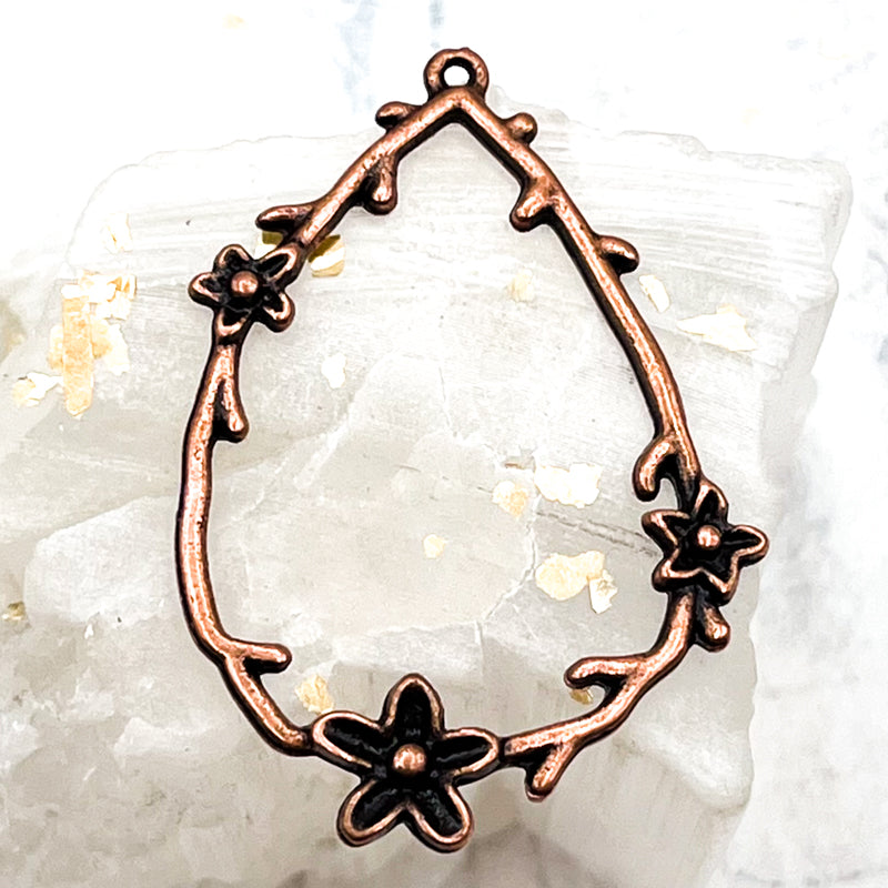 Antique Copper Plated Flower Charm