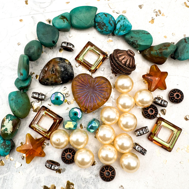 Rustic Crystal Copper and Turquoise Necklace Kit