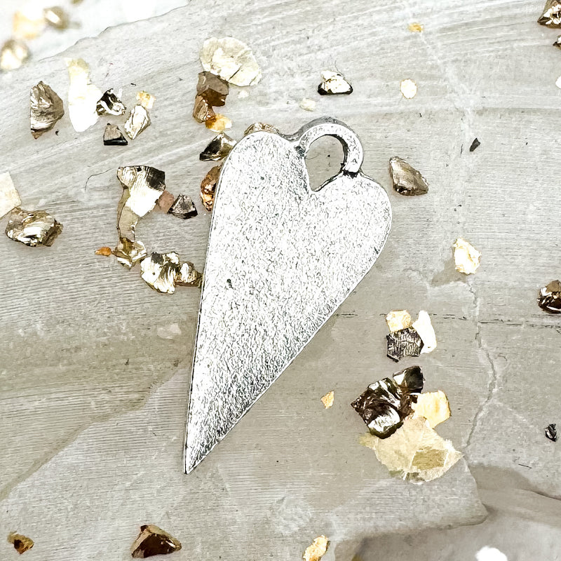 20mm Antique Silver Long Heart Charm