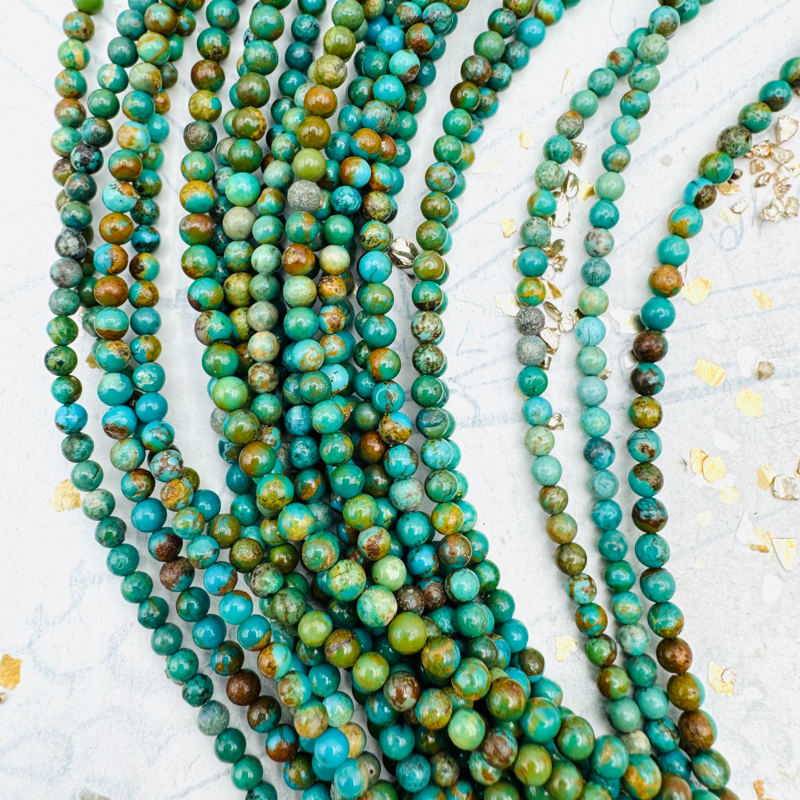 3mm Earthy Turquoise Round Bead Strand