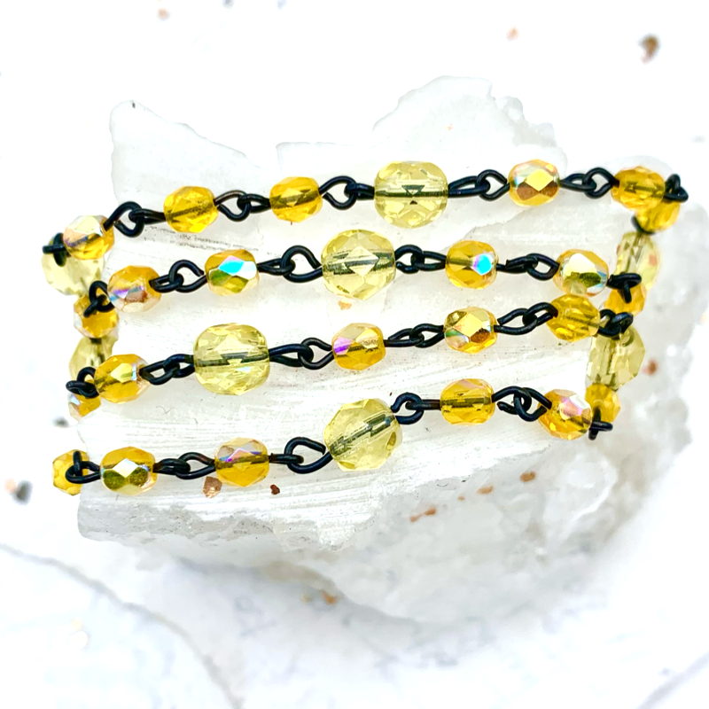 AB Transparent Yellow Bead Chain - 1 Foot